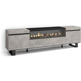 Skraut Home Skraut Home - Mueble Tv, Televisi&oacute;n, Muebles De Sal&oacute;n, Almacenaje, 200x57x35cm, Para Tv Hasta 80, Chimenea El&eacute;ctrica, Dise&ntilde;o Industrial, Estilo Modern