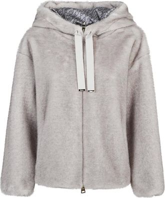 Herno Jassen, Dames, Grijs, XS, Katoen, Zachte Bomber van Imitatiebont