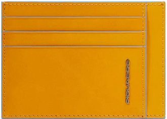 Piquadro Accessoires, Heren, Geel, ONE Size, Leer, Slim Creditcardhouder