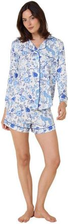 The Cats Pajamas Pima Knit Long Sleeved Short Set in Savannah Soir&eacute;e at Nordstrom, Size X-Large