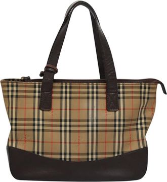Burberry Nova Check Beige Canvas Shoulder Bag (Pre-Owned)
