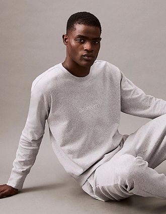 Calvin Klein Mens Calvin Klein ICON COTTON TERRY Mens Sweatshirt Medium Grey Heather - Size: 38