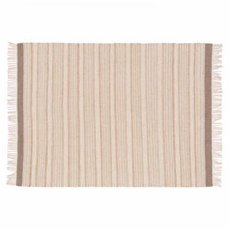Oviala Alfombra rectangular a rayas de lana y yute tejido plano 80 x 200 cm