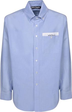 Palm Angels Blauw Overhemd met Klassieke Kraag - Heren - Casual Overhemden - Blauw - M - Katoen - Overhemden