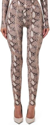 Naked Wardrobe Snakeskin Print High Waist Leggings in Nude Snakeskin at Nordstrom, Size X-Small