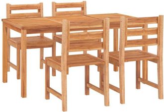 vidaXL 5 Piece Garden Dining Set Solid Wood Teak vidaXL