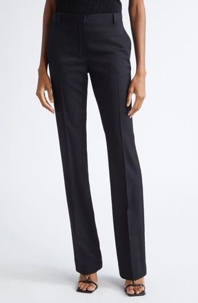 Versace Stretch Wool Grain de Poudre Trousers in Black at Nordstrom, Size 10 Us