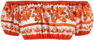 Dolce & Gabbana Orange Floral Off Shoulder Top