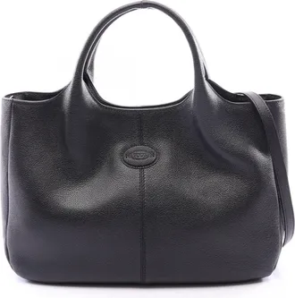 Tod's Black Leather Handbag Tote Bag (Pre-Owned)