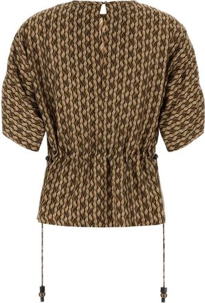 Max Mara Womens Printed Silk Nordica Blouse Nocciola Exterior: Giacche E Gilet Jacket