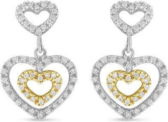 House of Brilliance 14K Two Toned 1/2 Ct Round Diamond Earrings in Yellow at Nordstrom