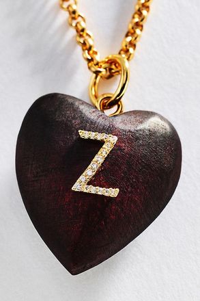 Timeless Pearly Wood Initial Pendant Necklace