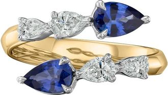 Phillips House 18kt geelgouden ring met diamant en saffier