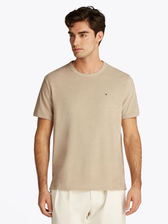 Tommy Hilfiger T-Shirt TOMMY HILFIGER TERRY TOWELLING TEE, Herren, Gr. S, gr&uuml;n (sandalwood), Single Jersey, Obermaterial: 77% Baumwolle, 23% Polyester, Rundhals, Shi