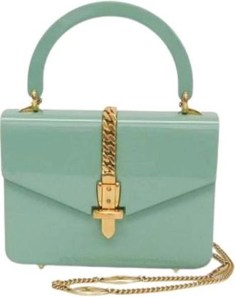 Gucci Pre-owned Handbags, female, Green, Size: ONE SIZE Pre-owned Sylvie 1969 Acrylic Mini