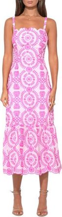 Adelyn Rae Raelynn Lace-Up Embroidered Midi Dress in Lilac/Magenta at Nordstrom, Size Small