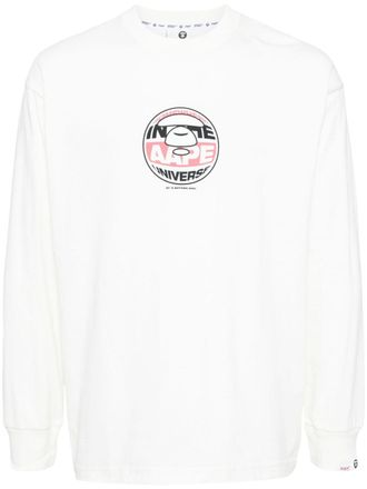 Aape By A Bathing Ape logo-printed long-sleeved T-shirt - Neutrals