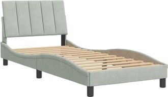 vidaXL Vidaxl - Estructura De Cama Sin Colch&oacute;n Terciopelo Gris Claro 90x190 Cm
