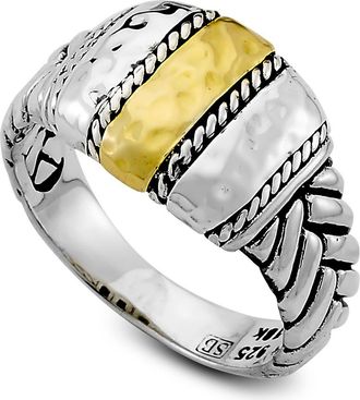 Samuel B. Sterling Silver & 18K Gold Hammered Ring in Silver And Gold at Nordstrom Rack, Size 9