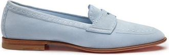 Santoni Womens Suede Penny Loafer in Blue at Nordstrom, Size 10.5