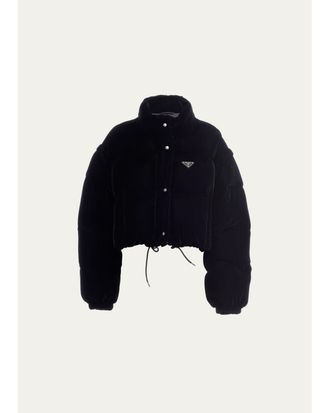 Prada Velvet Detachable-Sleeve Down Jacket