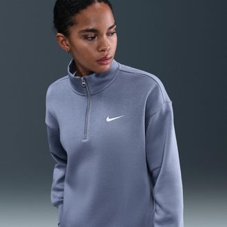 Nike Womens Nike Sportswear Phoenix Fleece Oversized 1/4-Zip Long Sweatshirt in Green | HJ0931-390