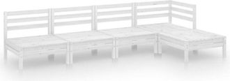 vidaXL 5 Piece Garden Lounge Set Solid Pinewood White vidaXL
