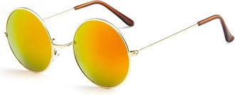 Generic Metal Round Frame Photo Shoot Sunglasses For Men And Women Sunglasses Party Vacation Sun Glasses(Orange)