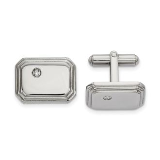Diamond2Deal Stainless Steel Polished with Cubic Zirconia Cufflinks