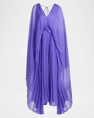 Acler Darnhill Pleated Cape Maxi Dress