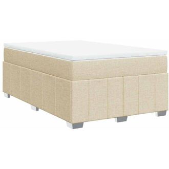 vidaXL Cama Box Spring Con Colch&oacute;n Tela Color Crema 120x200 Cm Vidaxl