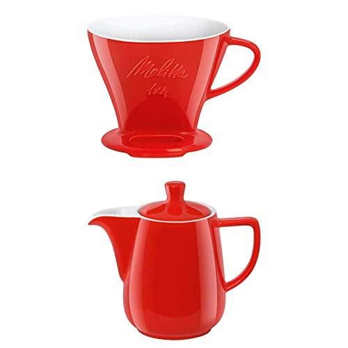 MELITTA Filter Porzellan-Kaffeefilter Größe 1x4 Rot + Kanne Porzellan Kaffeekannee 0,6L Rot ab 64,13 €