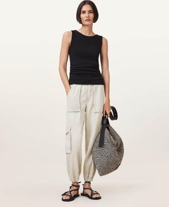 AllSaints Lyocell Freda Cargo Trousers, Size: UK 14/US 10