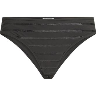 Brunello Cucinelli Dazzling stripes bikini bottoms in Lignite Grey at Nordstrom, Size 42 It