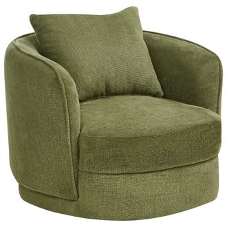 Beliani Sill&oacute;n Retro Glam Respaldo Redondo De Poli&eacute;ster Giratorio Con Coj&iacute;n Verde Andalen