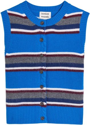 Damson Madder Sofie Striped Wool Vest - Blue - 16 (UK16 / XL)