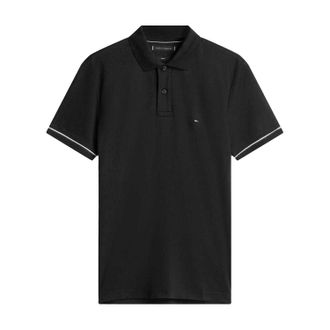 Tommy Hilfiger Heren Liquidtip Poloshirt met Korte Mouwen (Zwart)