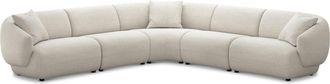 Castlery Auburn Extended L-Shape Sectional Sofa Customized, Performance Linen Weave Sand, Spill Resistant, Modular for Sofas, Grey, Castlery