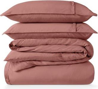 Bare Home 100% Organic Cotton Percale Duvet Cover and Sham Set in Dusty Rose at Nordstrom, Size California King