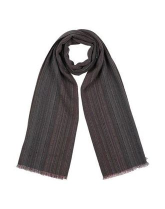◇IUGAMAKARAS◇ Striped Hairy Skinny Muffler (Brown) Canxishi Pure Silk Scarf Gossamer Pink with Ginko Line Leaf