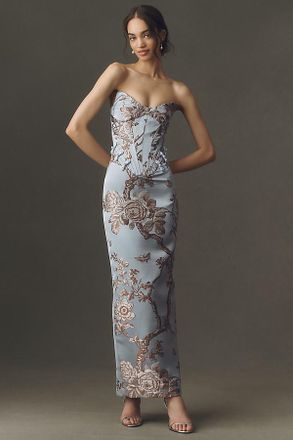 Sau Lee Novella Brocade Maxi Dress