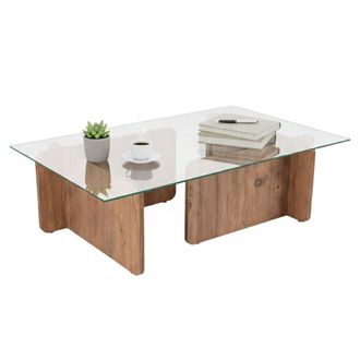 Dmora Dmora - Mesa De Caf&eacute; Kallias, Mesa De Centro Baja, Revistero Para Sof&aacute;, Estante De La Sala De Estar, 105x65 H30 Cm, Pino