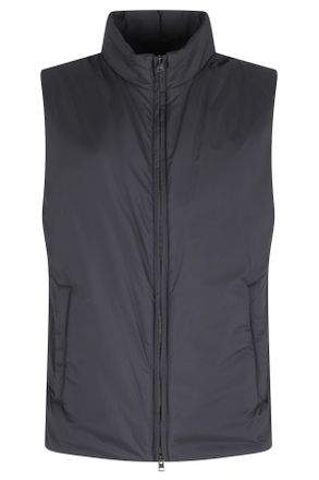 Herno Blue Down High-Collar Zippered Polyamide Vest