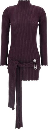 Giuseppe Di Morabito Kleedjes, Dames, Paars, M, Wol, Jewel Brooch Dress