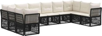 vidaXL Conjunto De Sof&aacute;s De Jard&iacute;n 10 Uds. Negro Rat&aacute;n Sint&eacute;tico Vidaxl