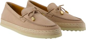 Tod's Womens Calfskin Leather Loafer Beige
