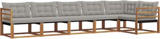 vidaXL Conjunto De Sof&aacute;s De Exterior 6 Uds. Gris Natural Y Claro Vidaxl