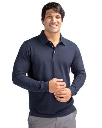 Cutter & Buck Advantage Tri-Blend Pique Mens Long Sleeve Polo