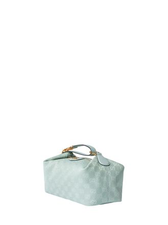 Gucci Womens Icy Blue Vanity Medium Top Handle Bag Cotton Handbags Hand