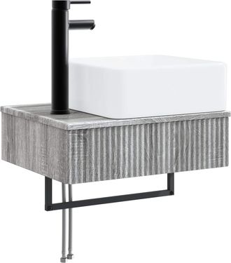 vidaXL Lavabo De Lavado Montado En La Pared Sonoma Gris Vidaxl